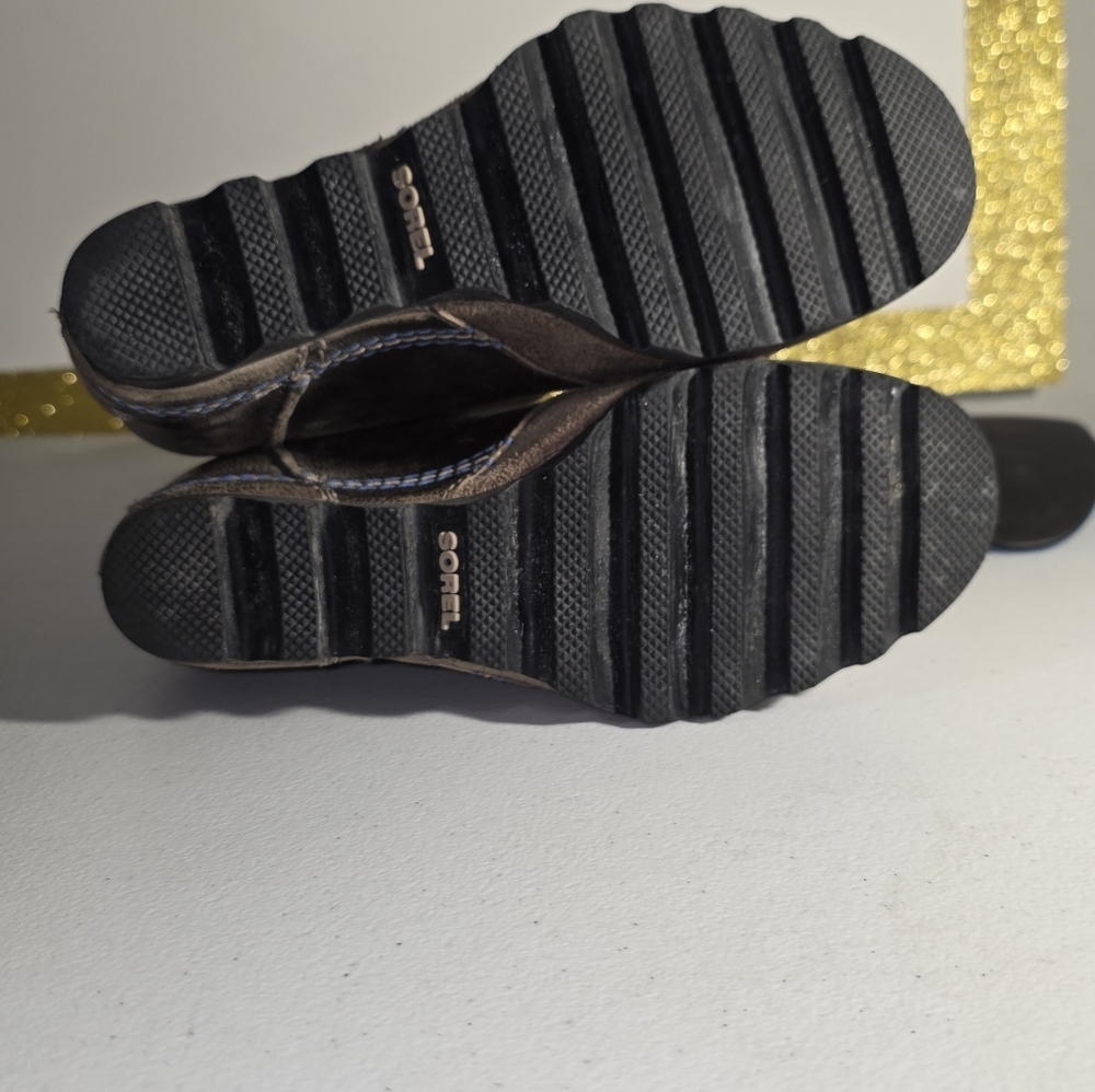 SOREL CATE THE GREAT WEDGE Tall Brown W/ Blue laces Leather RARE HTF Sz 7/38 - Picture 13 of 16